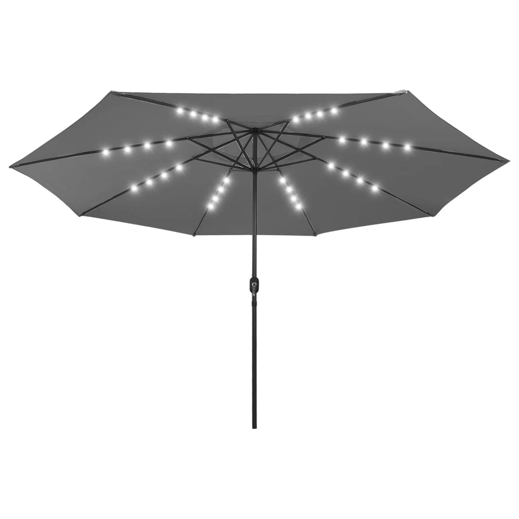 Hageparasoll med LED-lys 400 cm antrasitt