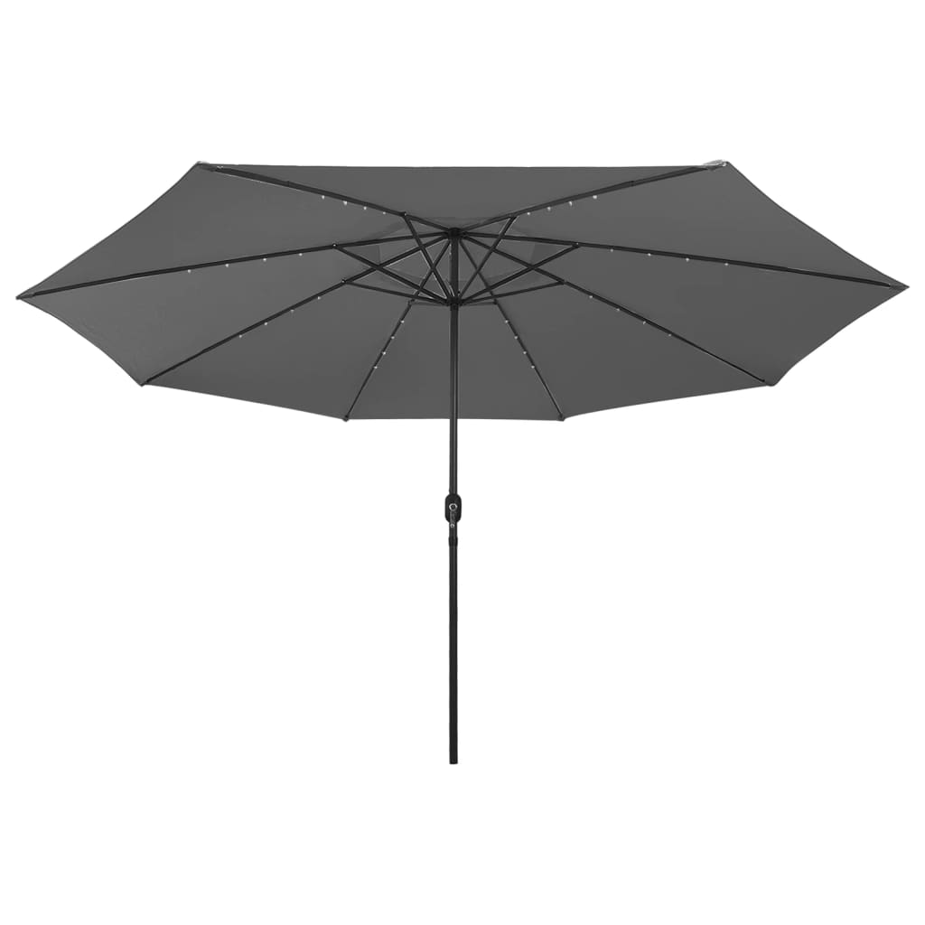 Hageparasoll med LED-lys 400 cm antrasitt