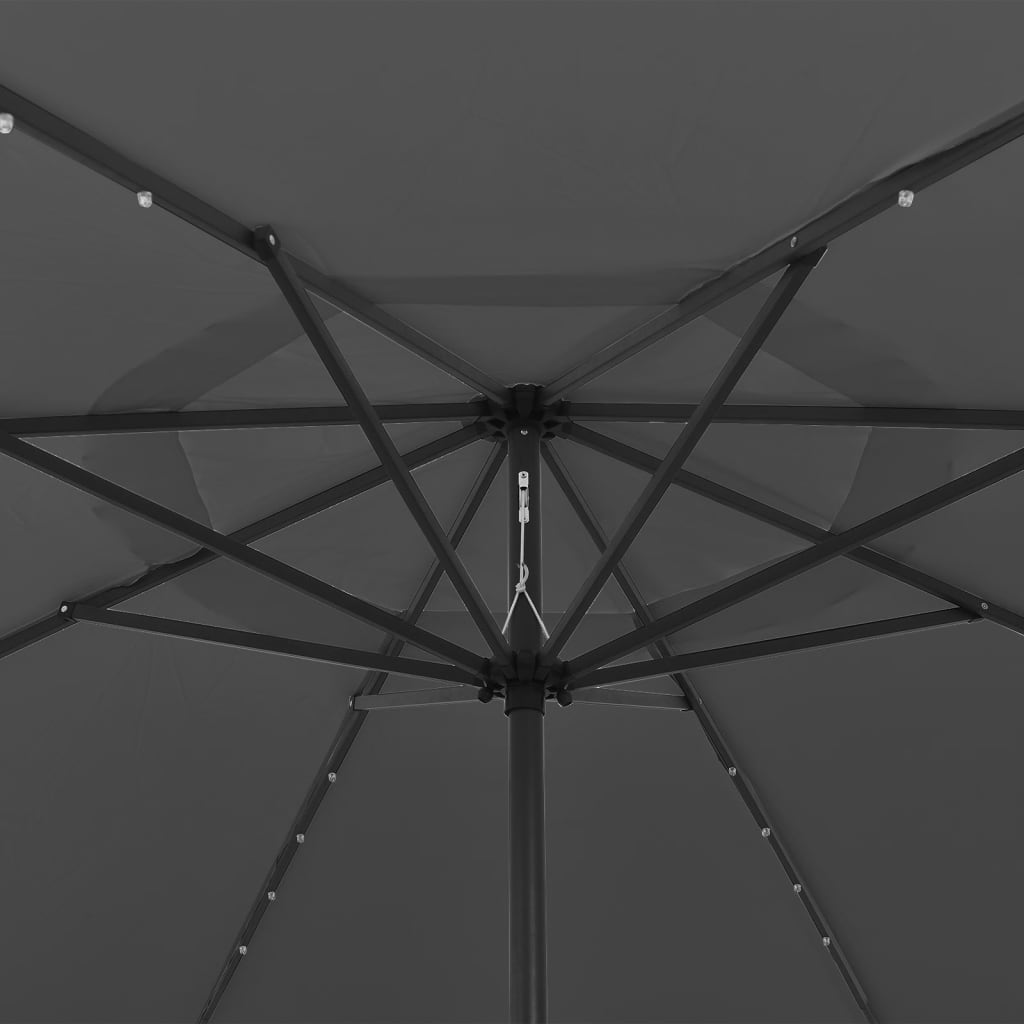 Hageparasoll med LED-lys 400 cm antrasitt