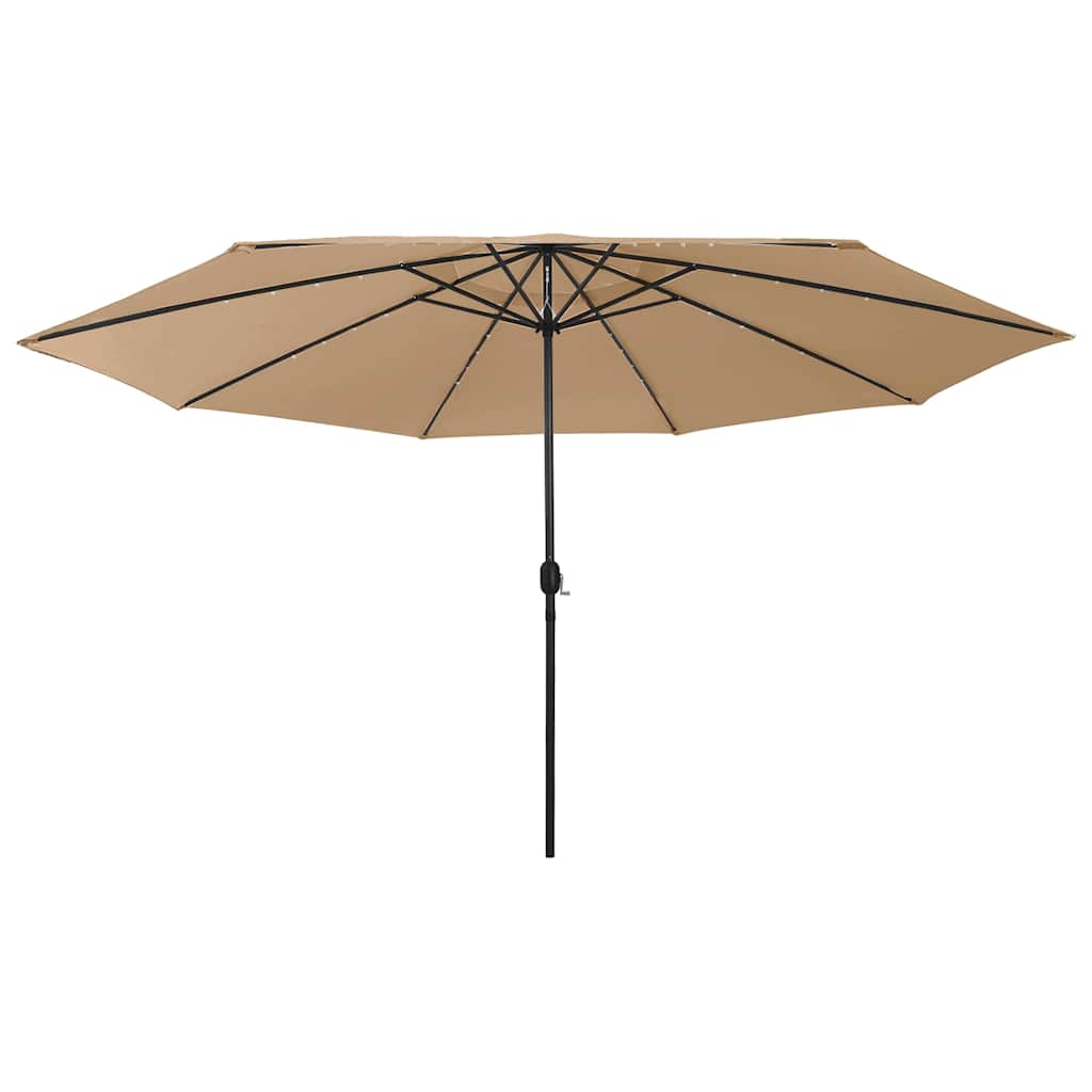 Hageparasoll med LED-lys 400 cm gråbrun vidaXL