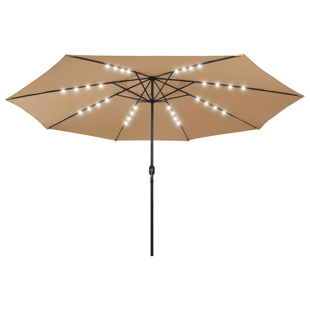 Hageparasoll med LED-lys 400 cm gråbrun vidaXL