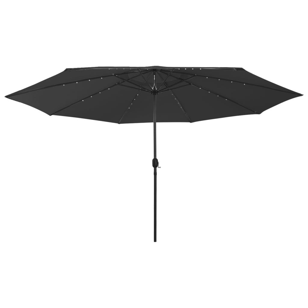 Hageparasoll med LED-lys 400 cm svart