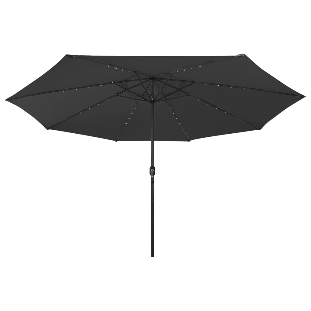 Hageparasoll med LED-lys 400 cm svart