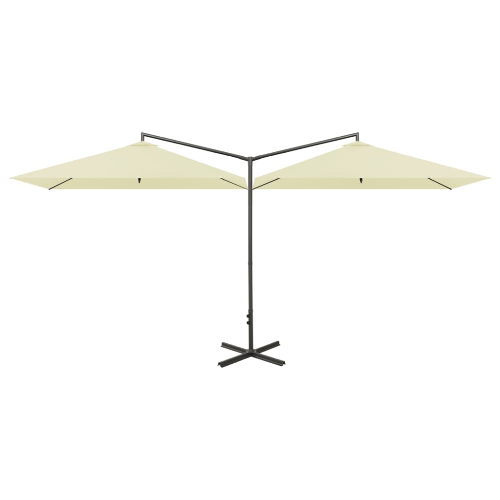 Dobbel hageparasoll med stålstang sand 600x300 cm vidaXL