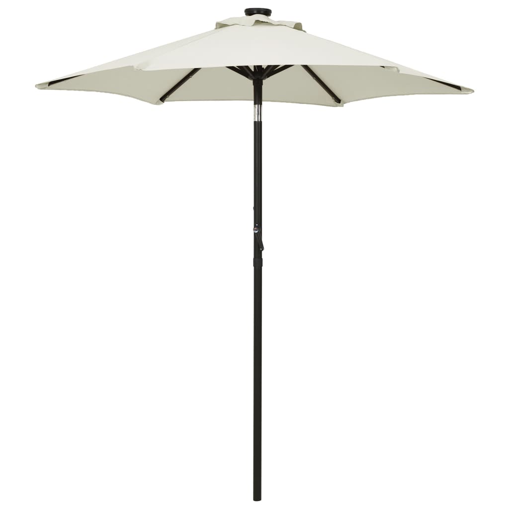 Parasoll med LED-lys sand 200x211 cm aluminium vidaXL