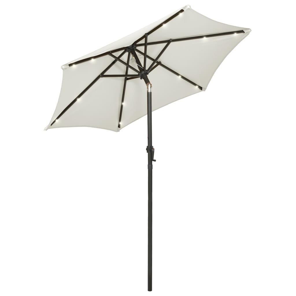 Parasoll med LED-lys sand 200x211 cm aluminium vidaXL