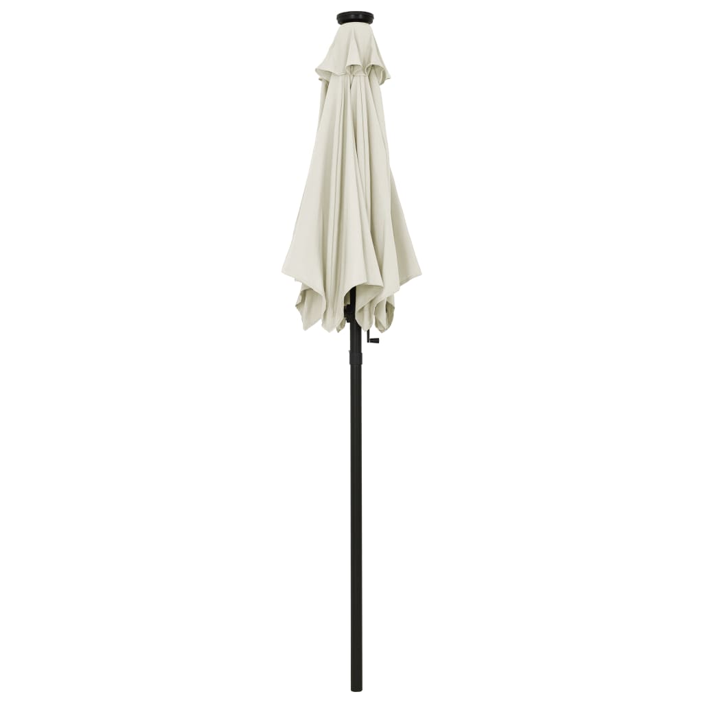 Parasoll med LED-lys sand 200x211 cm aluminium vidaXL