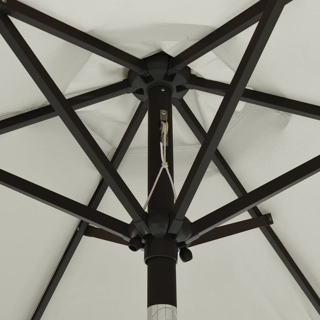 Parasoll med LED-lys sand 200x211 cm aluminium vidaXL