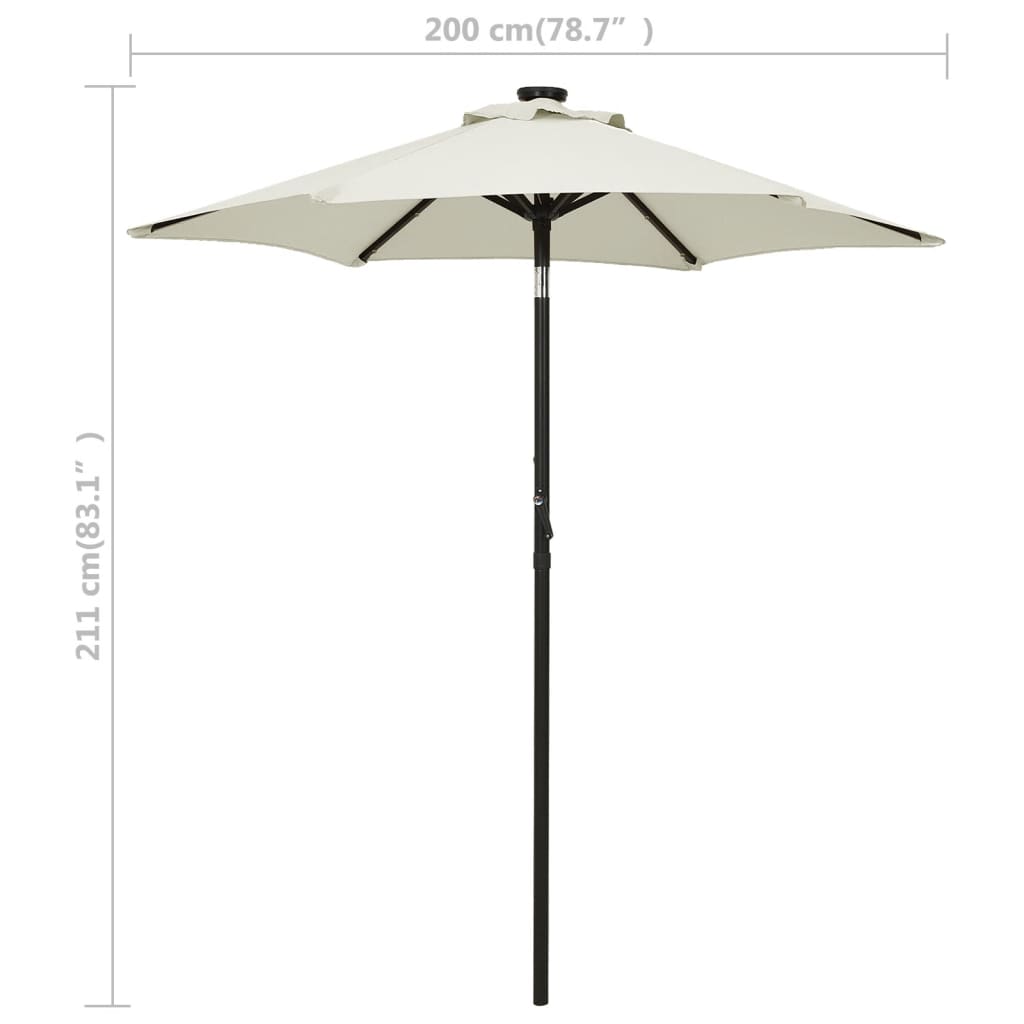 Parasoll med LED-lys sand 200x211 cm aluminium vidaXL