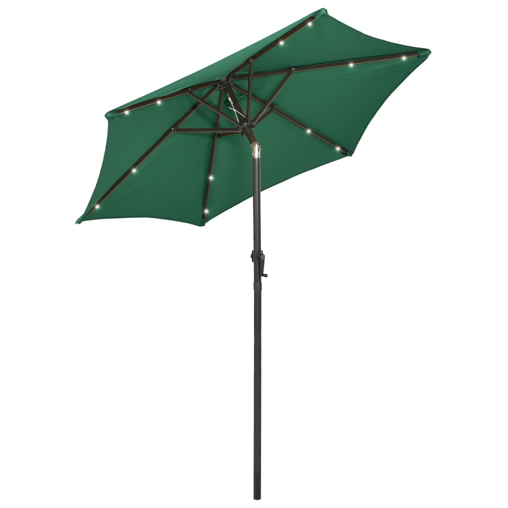 Parasoll med LED-lys grønn 200x211 cm aluminium vidaXL