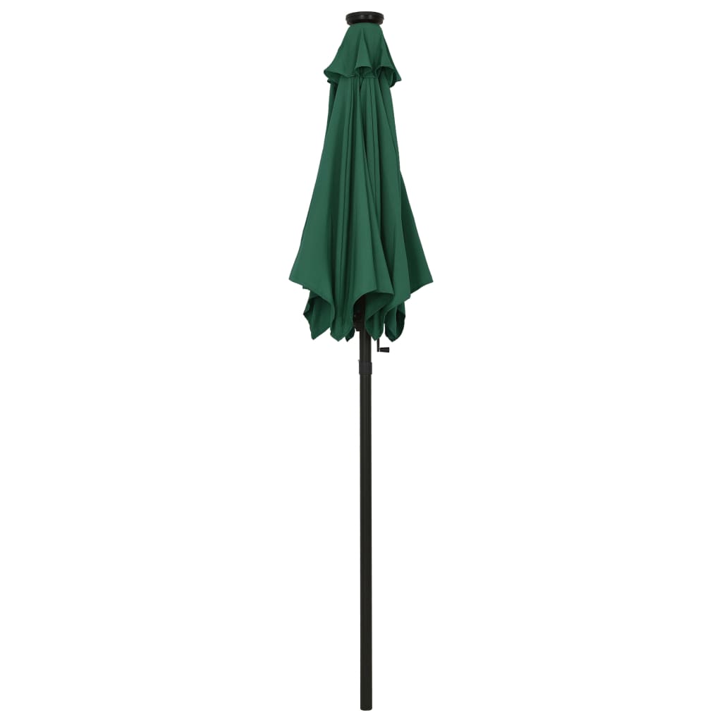 Parasoll med LED-lys grønn 200x211 cm aluminium vidaXL