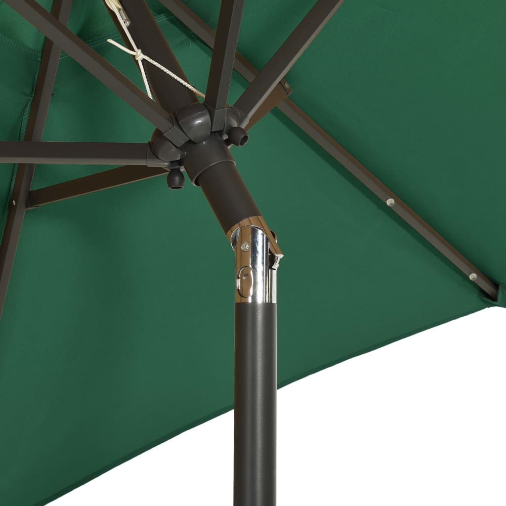 Parasoll med LED-lys grønn 200x211 cm aluminium vidaXL