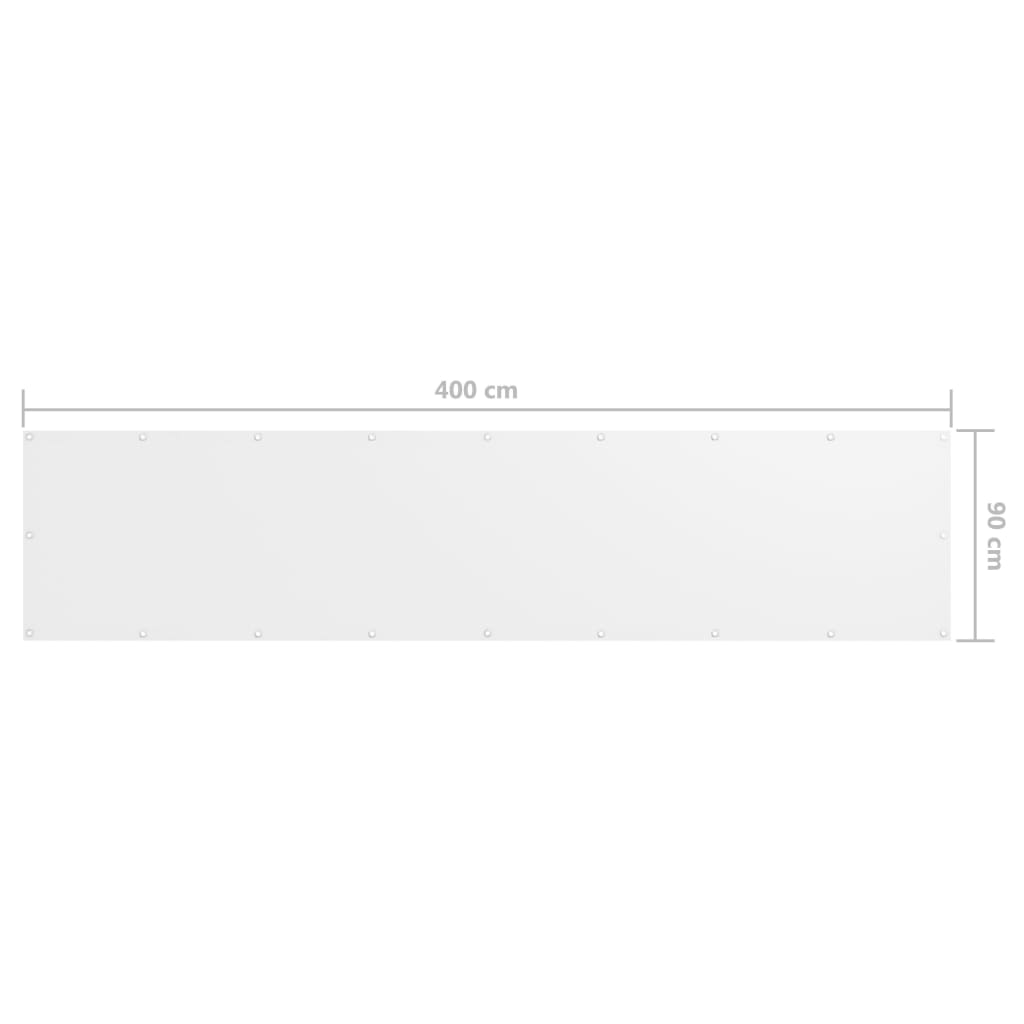 Balkongskjerm hvit 90x400 cm oxfordstoff