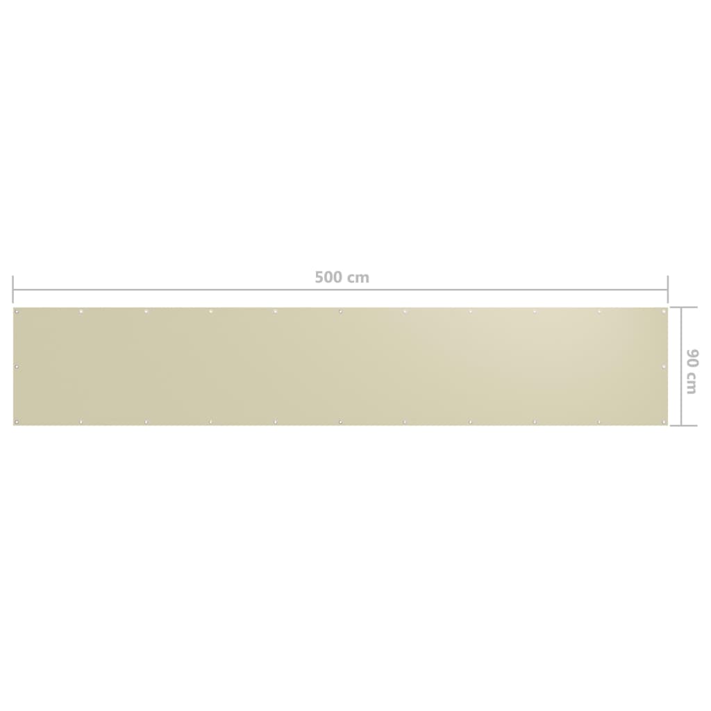 Balkongskjerm kremhvit 90x500 cm oxfordstoff