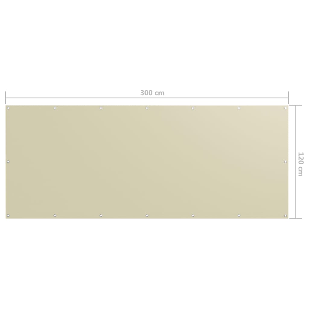 Balkongskjerm kremhvit 120x300 cm oxfordstoff