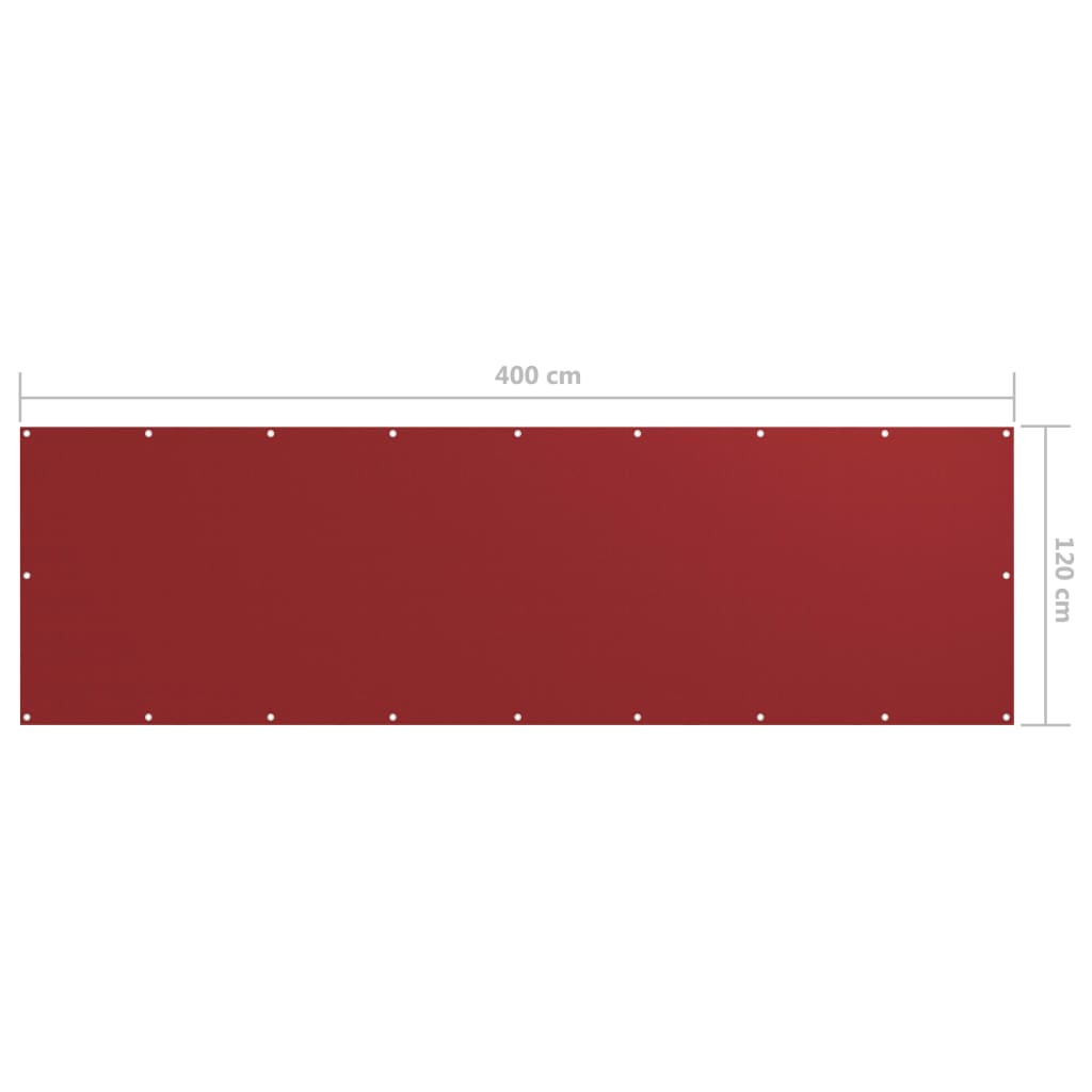 Balkongskjerm rød 120x400 cm oxfordstoff