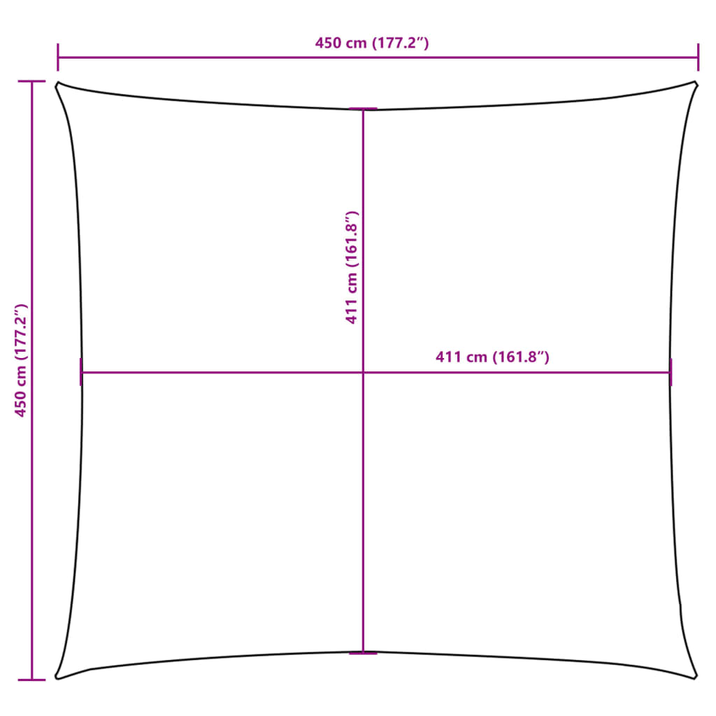 Solseil oxfordstoff kvadratisk 4,5x4,5 m antrasitt