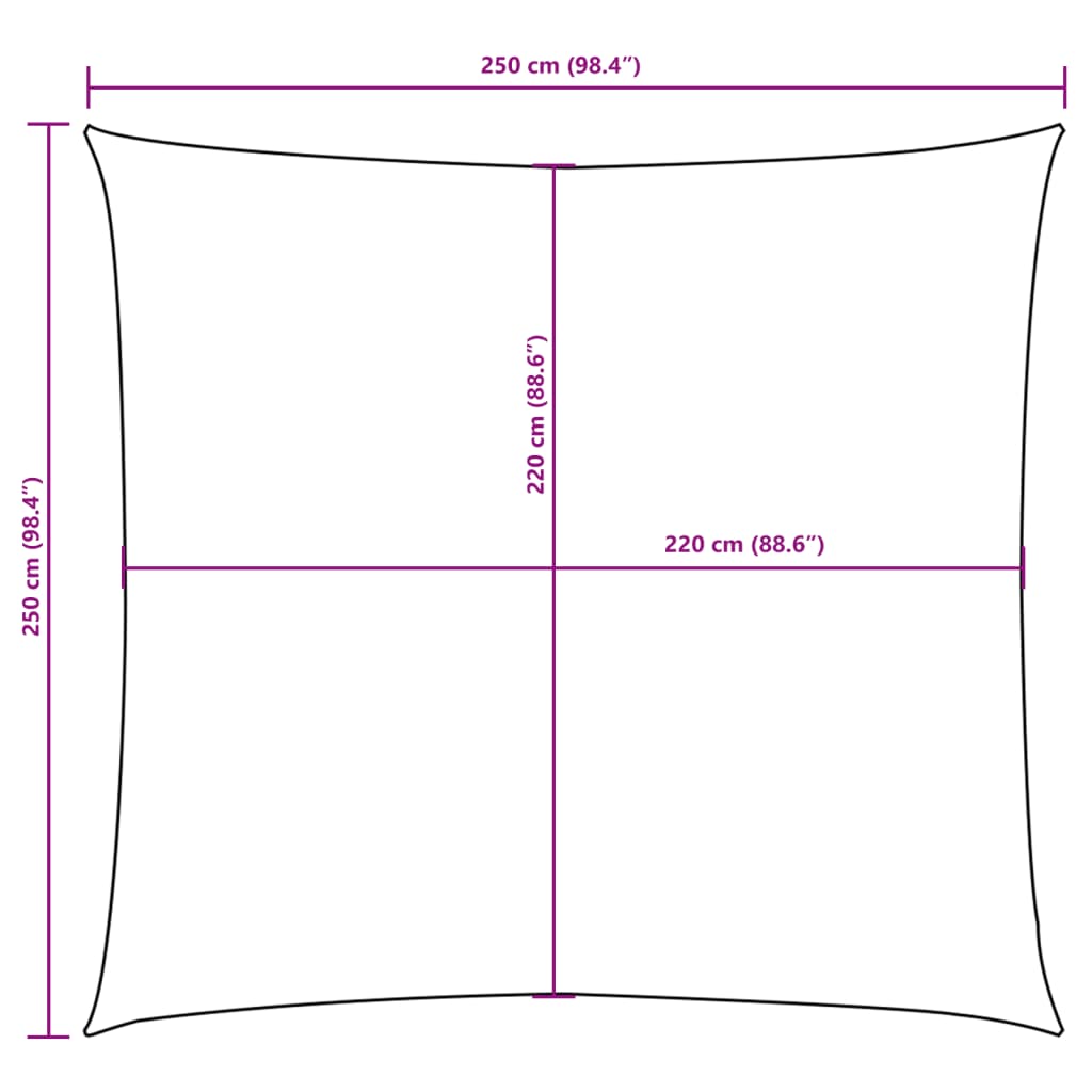 Solseil oxfordstoff kvadratisk 2,5x2,5 m beige