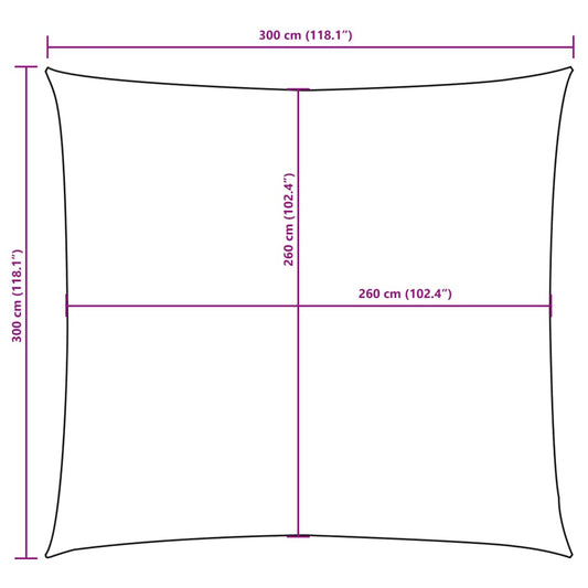 Solseil Oxfordstoff kvadratisk 3x3 m beige
