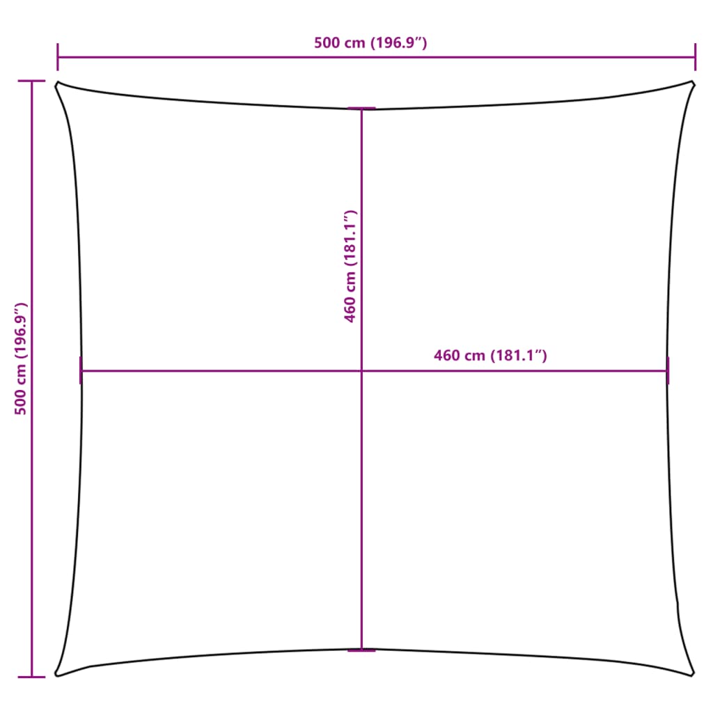 Solseil oxfordstoff kvadratisk 5x5 m beige vidaXL