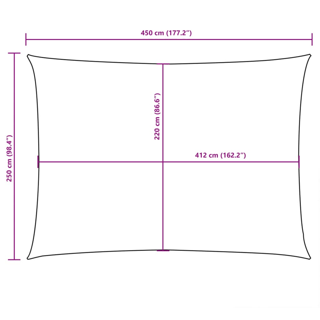 Solseil oxfordstoff rektangulær 2,5x4,5 m beige