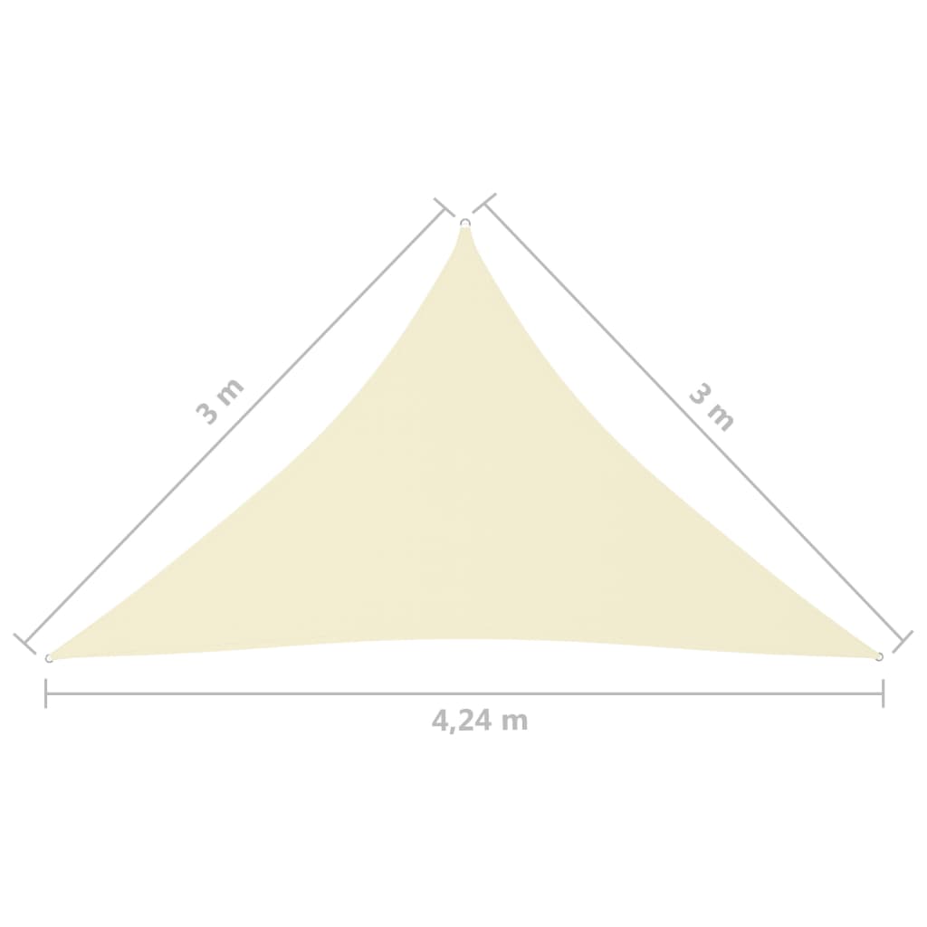 Solseil oxfordstoff trekantet 3x3x4,24 m kremhvit