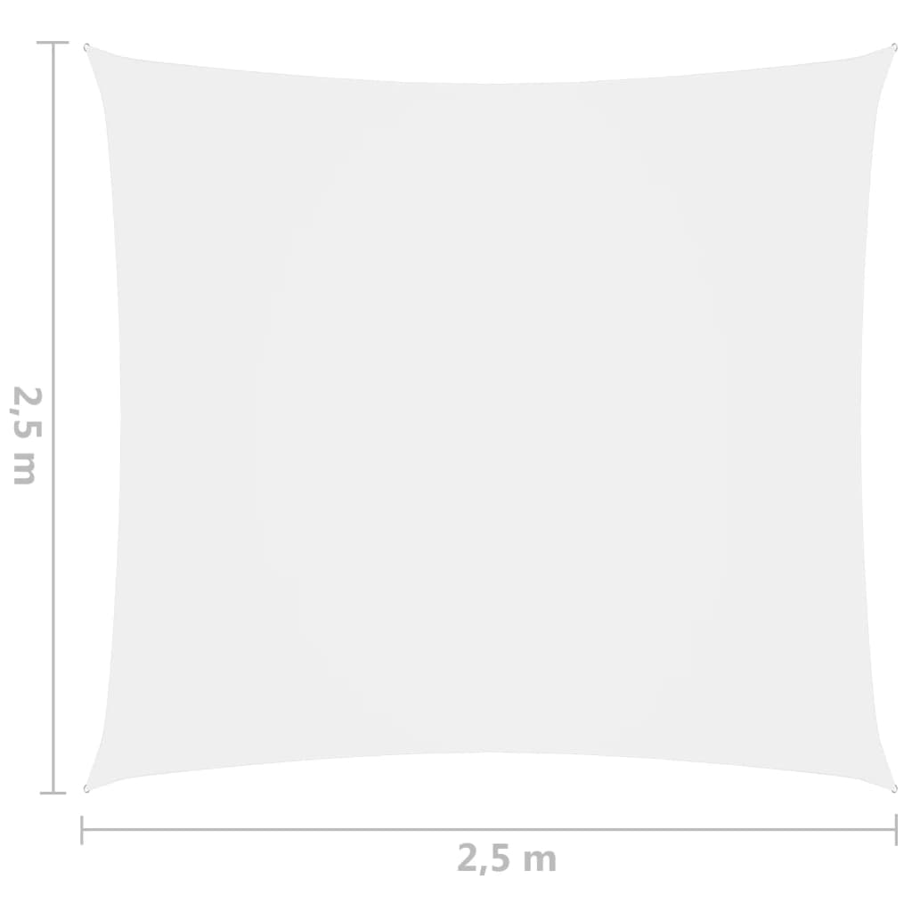 Solseil oxfordstoff kvadratisk 2,5x2,5 m hvit