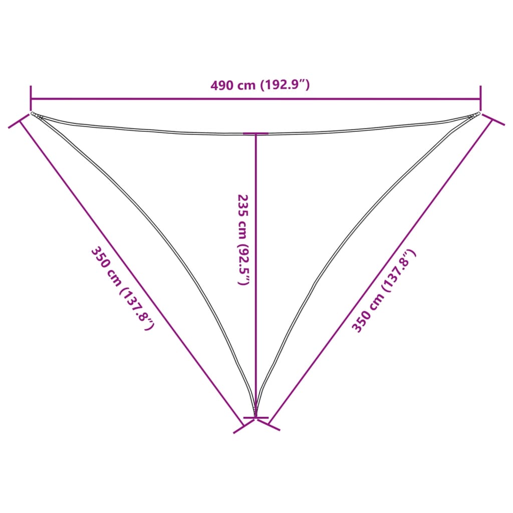 Solseil oxfordstoff trekantet 3,5x3,5x4,9 m terrakotta