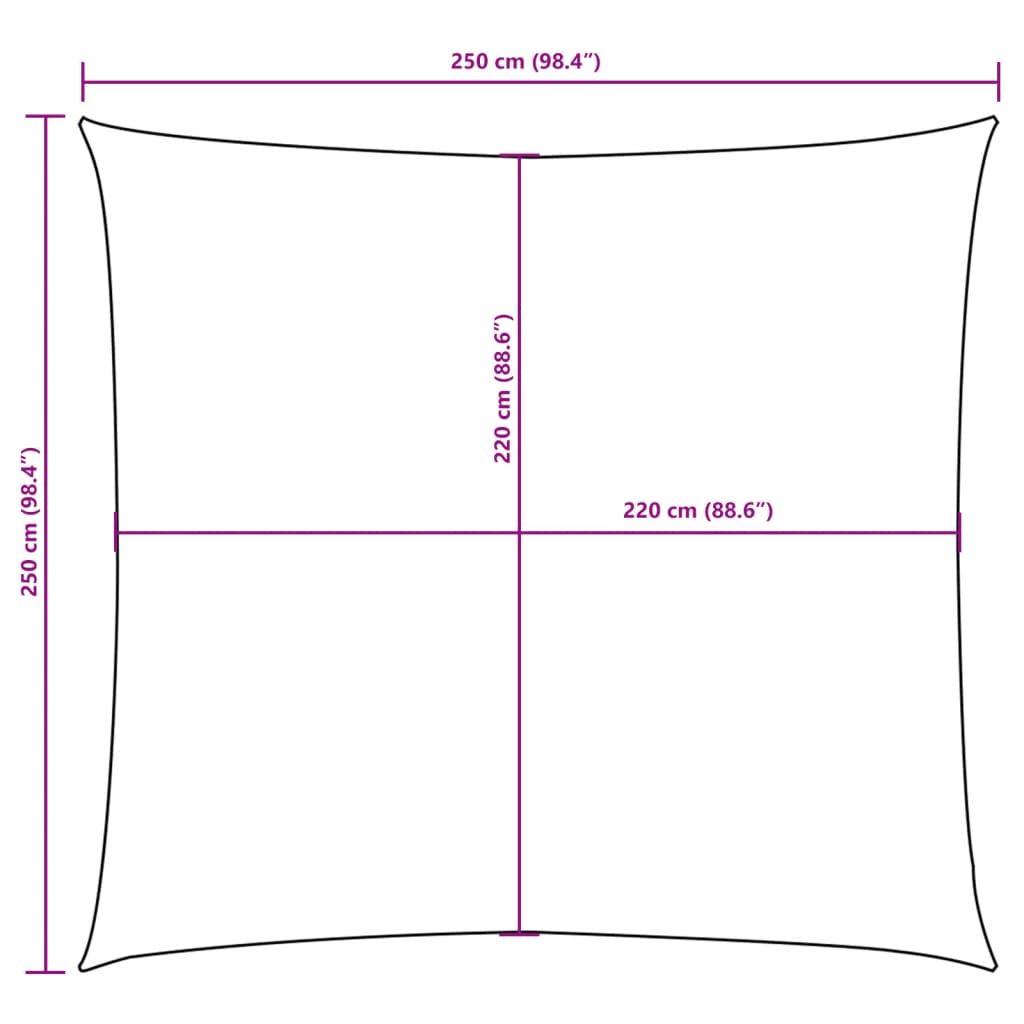 Solseil oxfordstoff kvadratisk 2,5x2,5 m gul