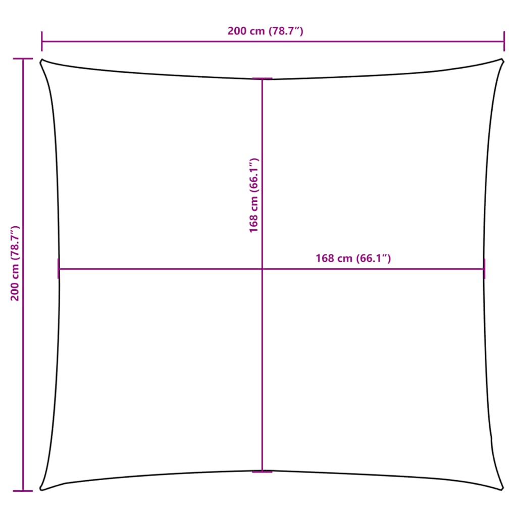Solseil oxfordstoff firkantet 2x2 m oransje