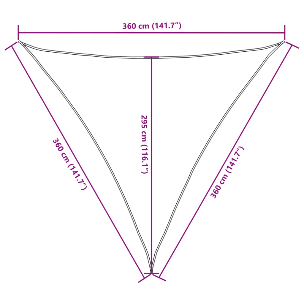 Solseil oxfordstoff trekantet 3,6x3,6x3,6 m oransje