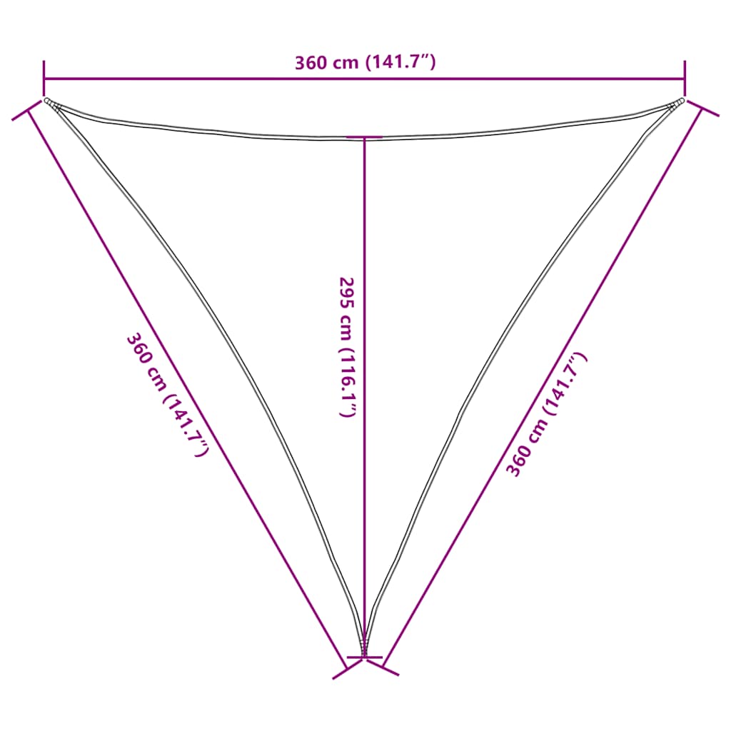 Solseil oxfordstoff trekantet 3,6x3,6x3,6 m svart