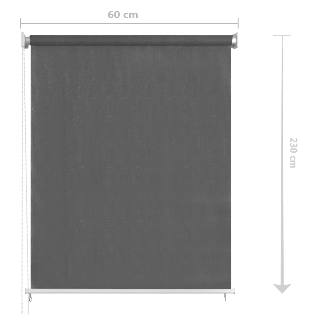 Utendørs rullegardin 60x230 cm antrasitt