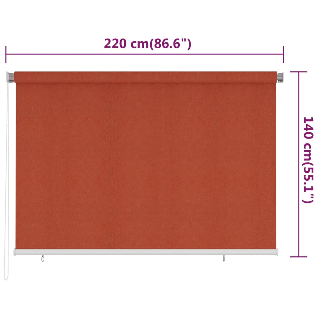 Utendørs rullegardin 220 x 140 cm terrakotta HDPE