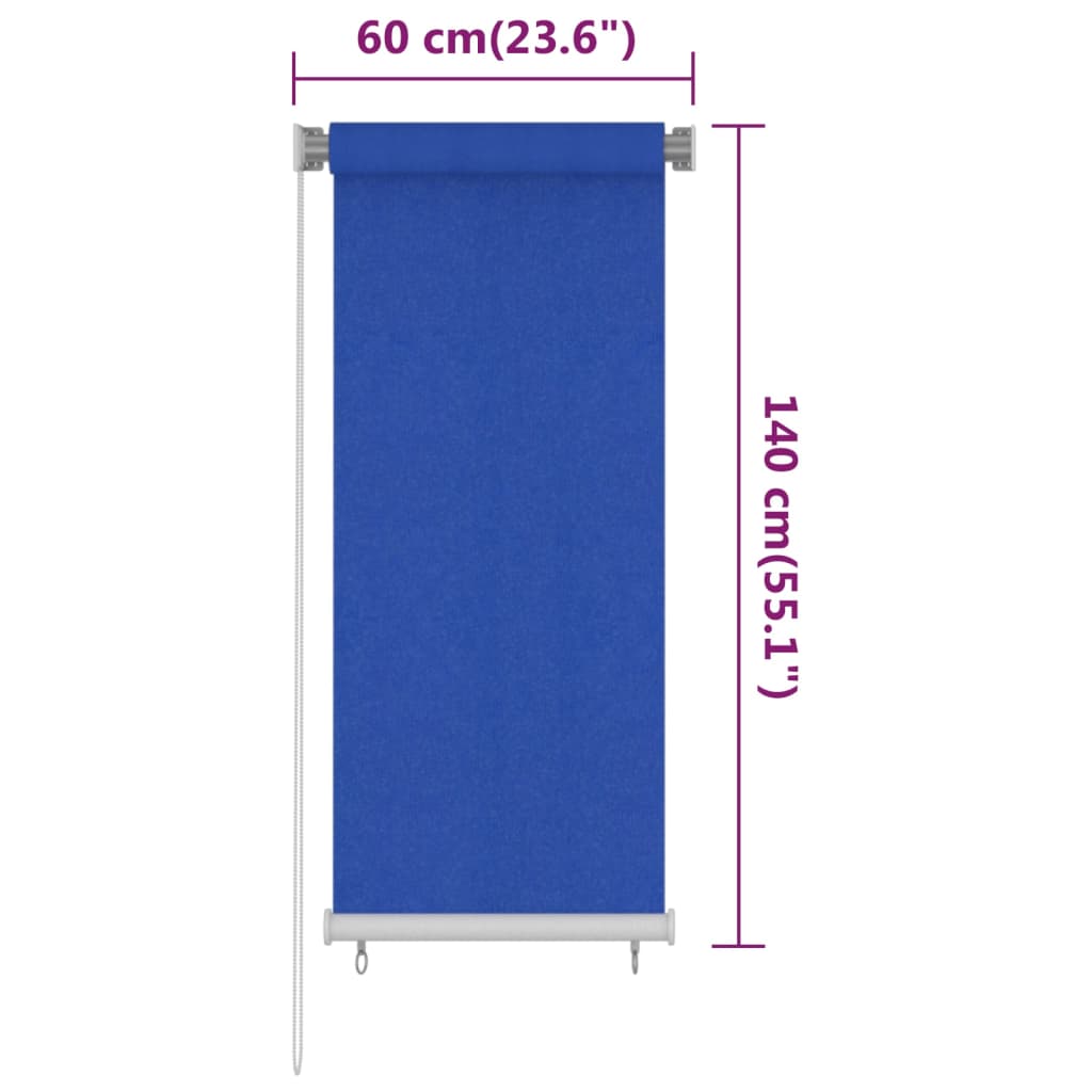 Utendørs rullegardin 60x140 cm blå HDPE