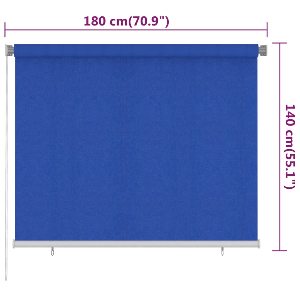 Utendørs rullegardin 180x140 cm blå HDPE