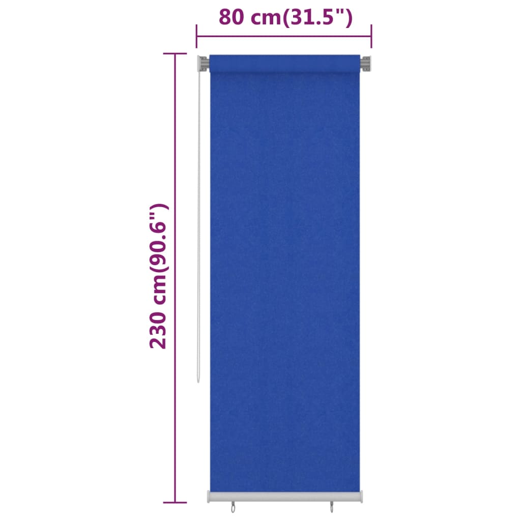 Utendørs rullegardin 80x230 cm blå HDPE