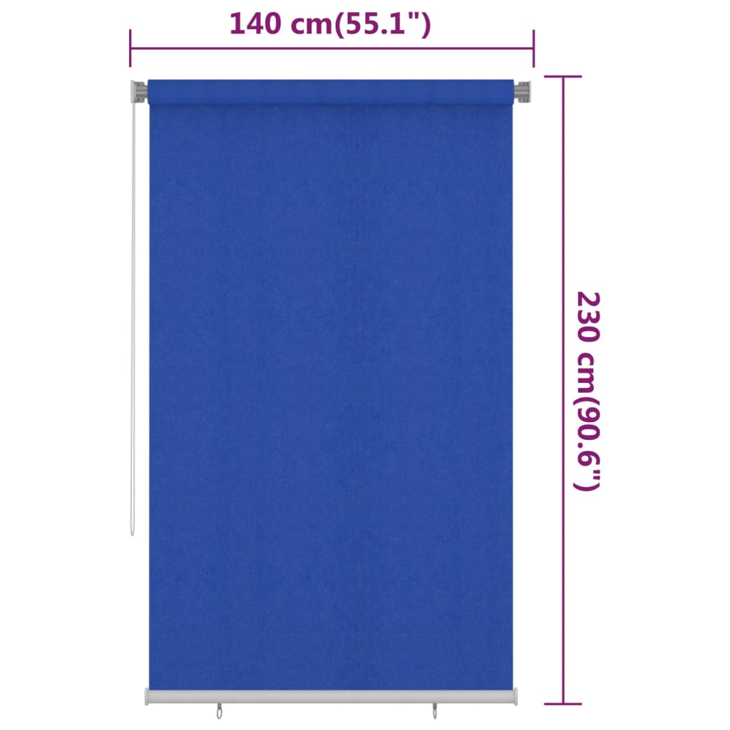 Utendørs rullegardin 140x230 cm blå HDPE