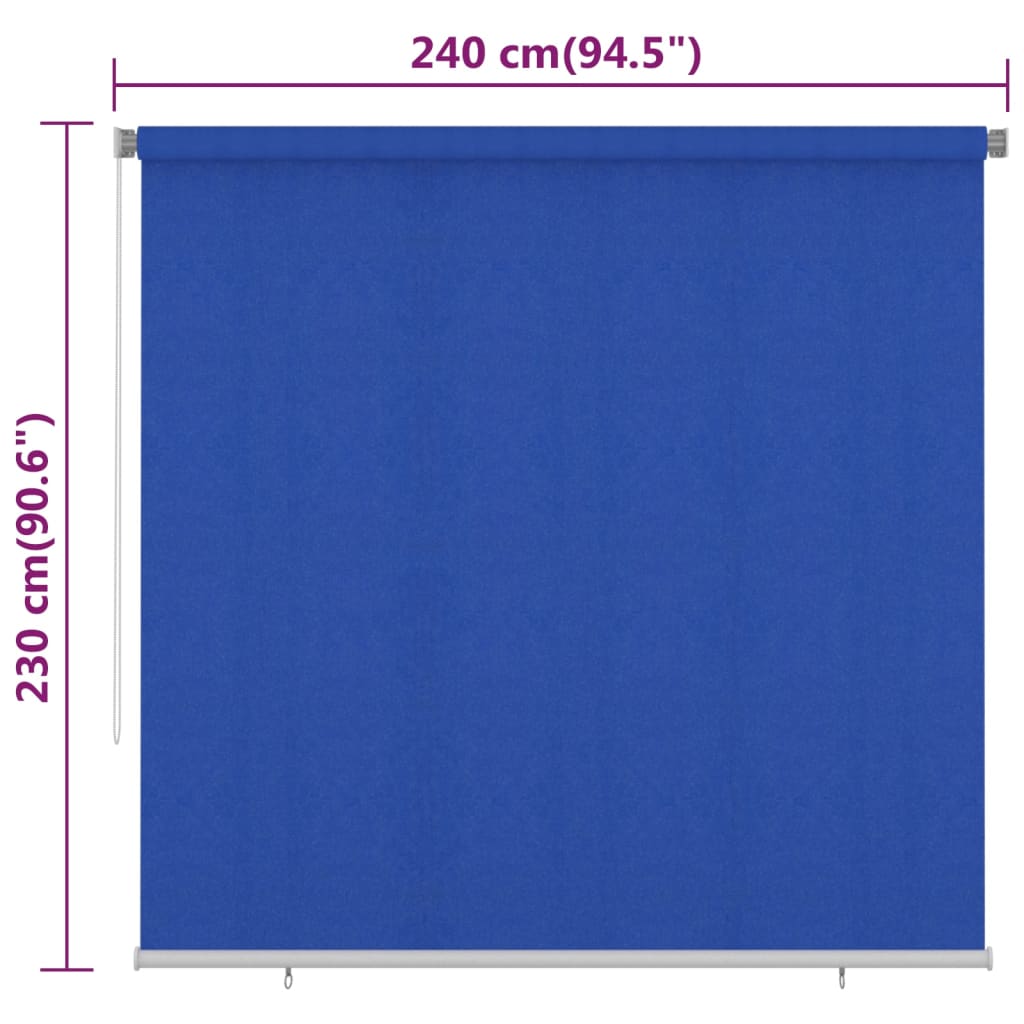 Utendørs rullegardin 240x230 cm blå HDPE