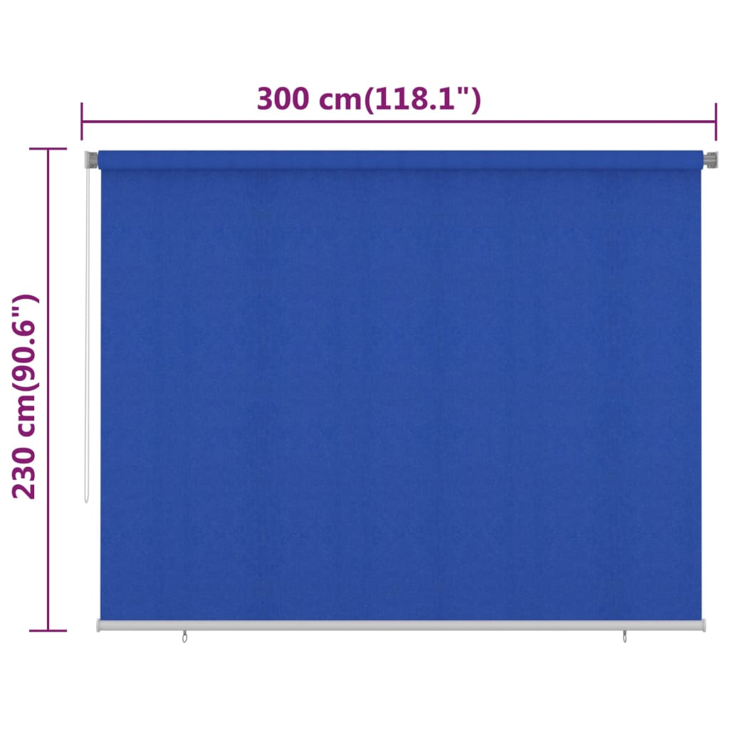 Utendørs rullegardin 300x230 cm blå HDPE