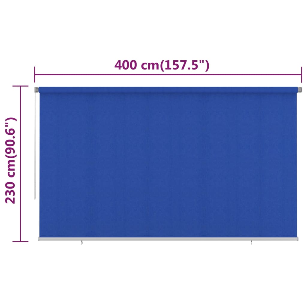 Utendørs rullegardin 400x230 cm blå HDPE