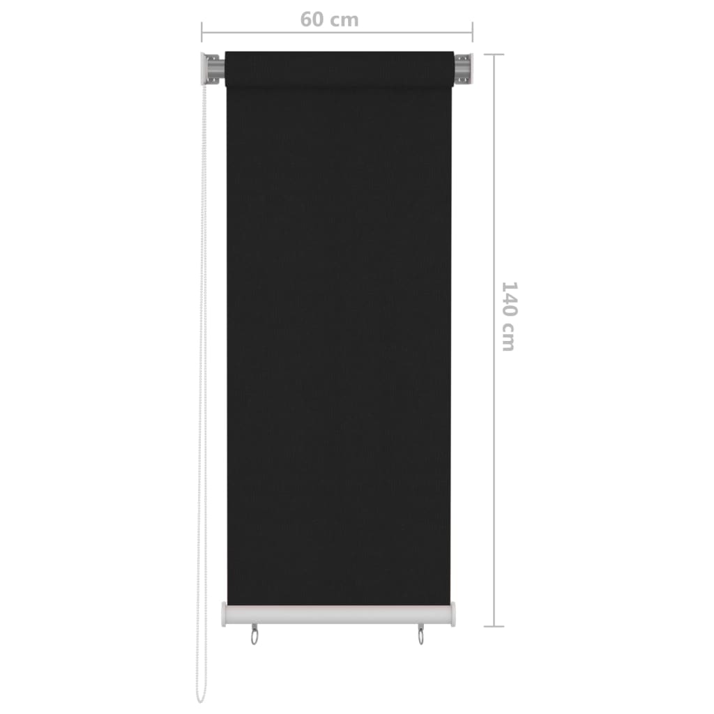 Utendørs rullegardin 60x140 cm svart