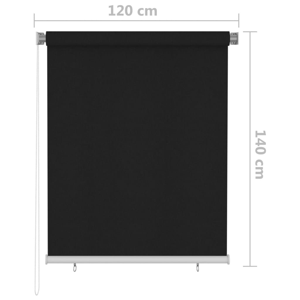 Utendørs rullegardin 120x140 cm svart