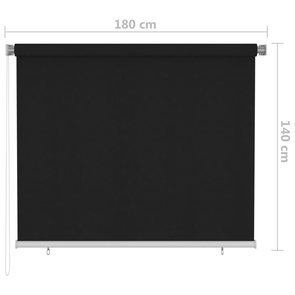 Utendørs rullegardin 185 (B) x 140 (H) cm svart