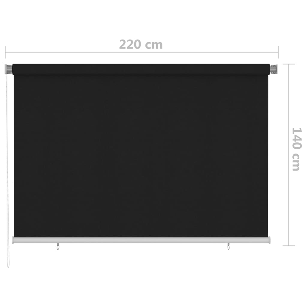 Utendørs rullegardin 225 (B) x 140 (H) cm svart