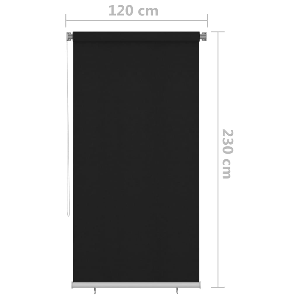 Utendørs rullegardin 125 (B) x 230 (H) cm svart