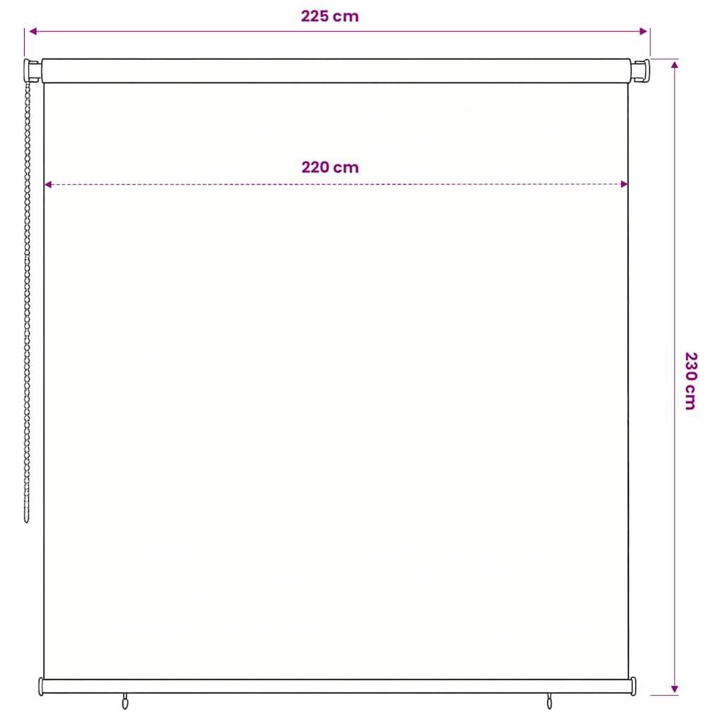 Utendørs rullegardin 245 (B) x 230 (H) cm svart