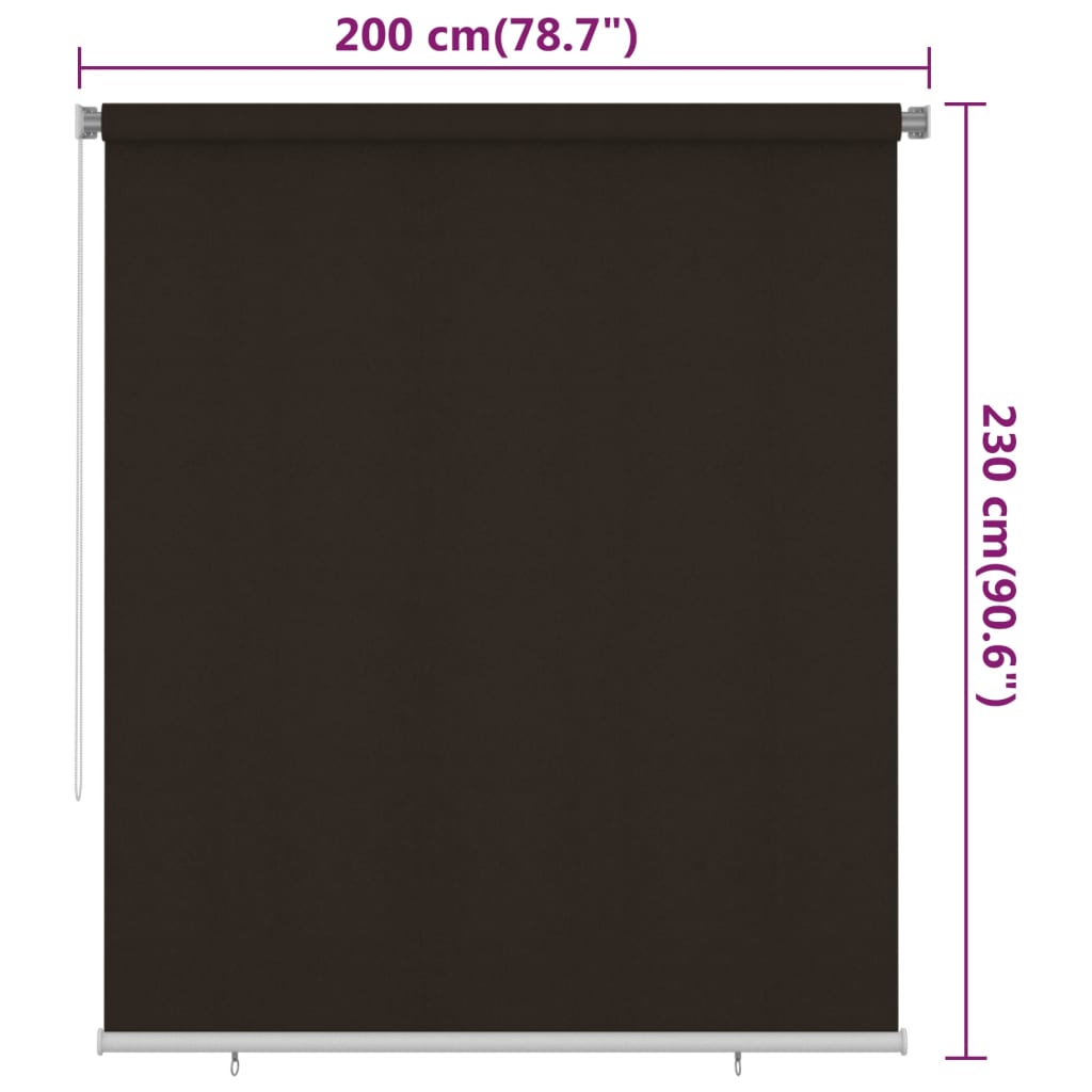 Utendørs rullegardin 200x230 cm brun HDPE
