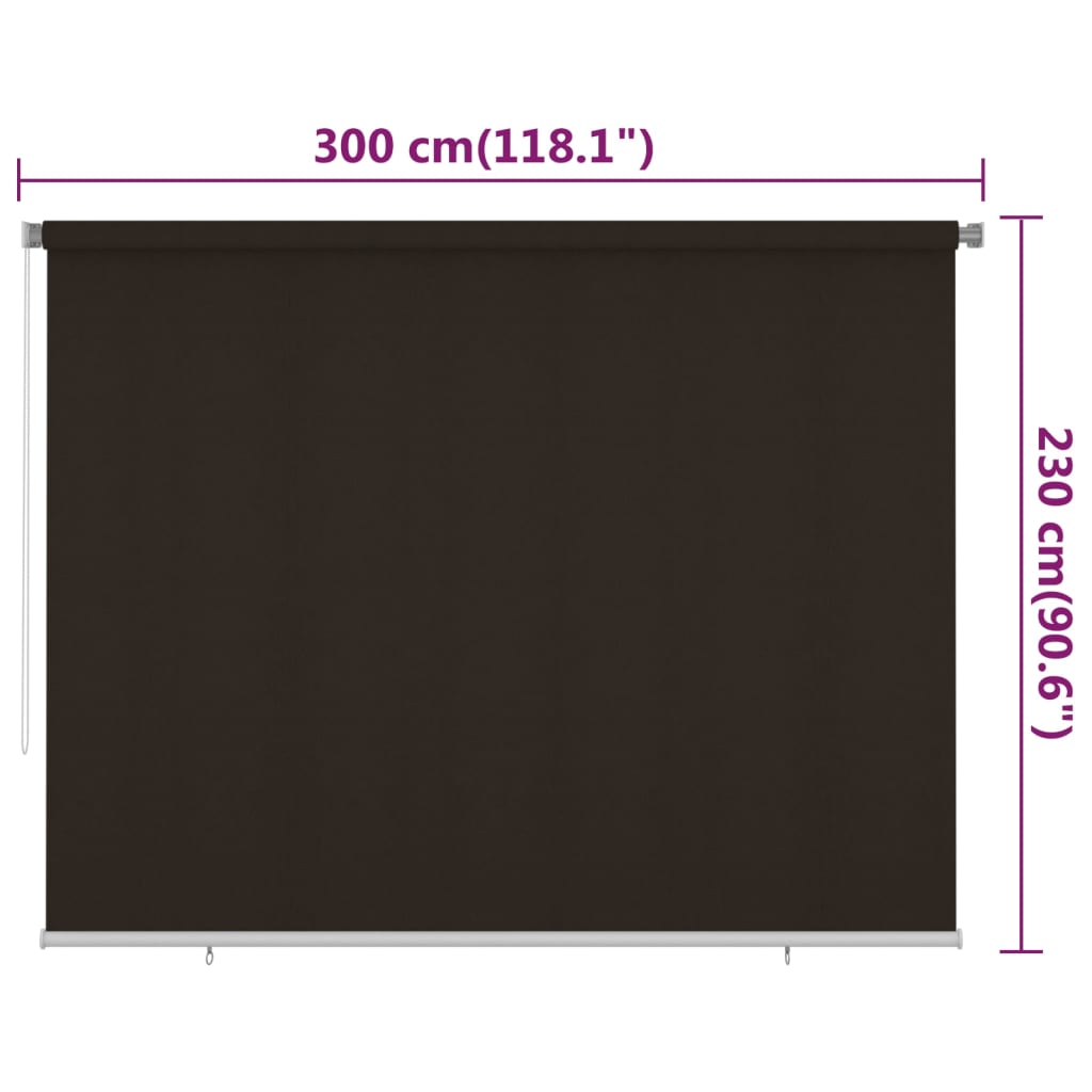 Utendørs rullegardin 300x230 cm brun HDPE