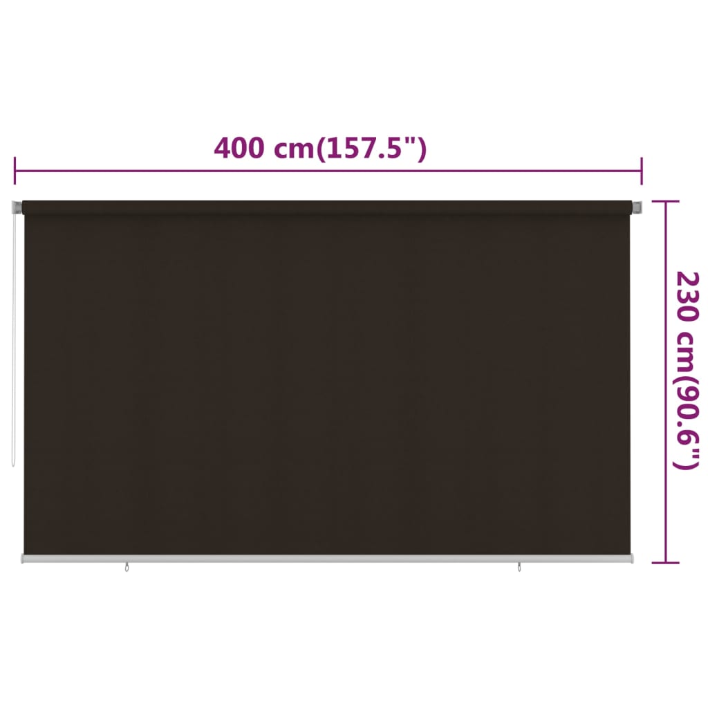 Utendørs rullegardin 400x230 cm brun HDPE